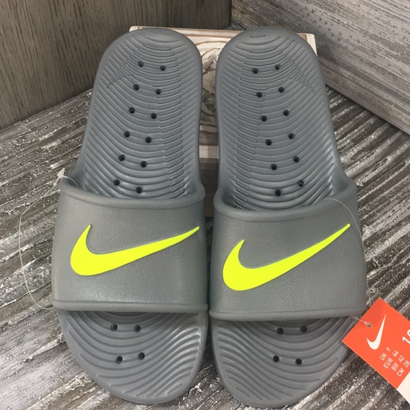 Nike men’s Kawa Shower Slide cool grey/volt - Picture 2 of 8